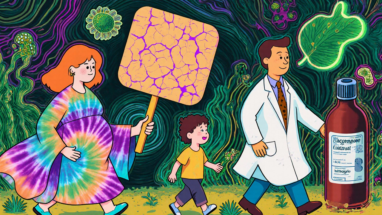 A doctor warns against Lotrisone as patients choose safer alternatives amid swirling fungal and herbal motifs.