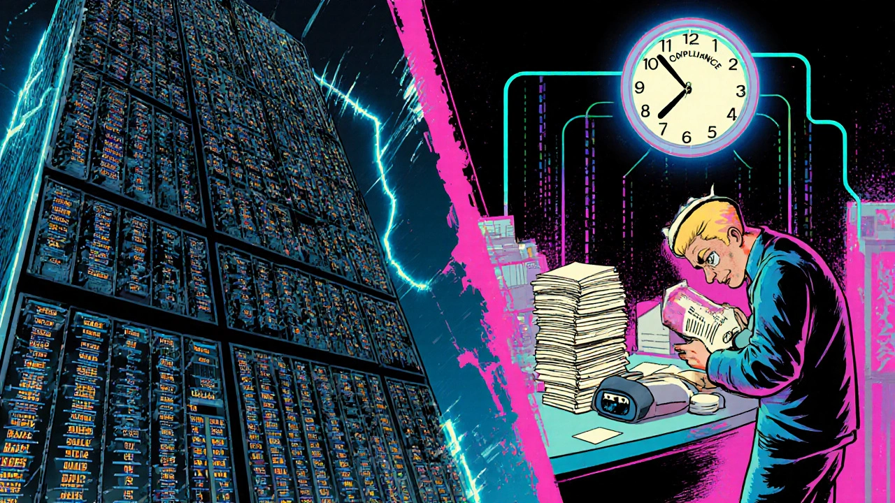 Large pharmacy with smooth digital verification vs. small pharmacy struggling with compliance under a ticking clock.