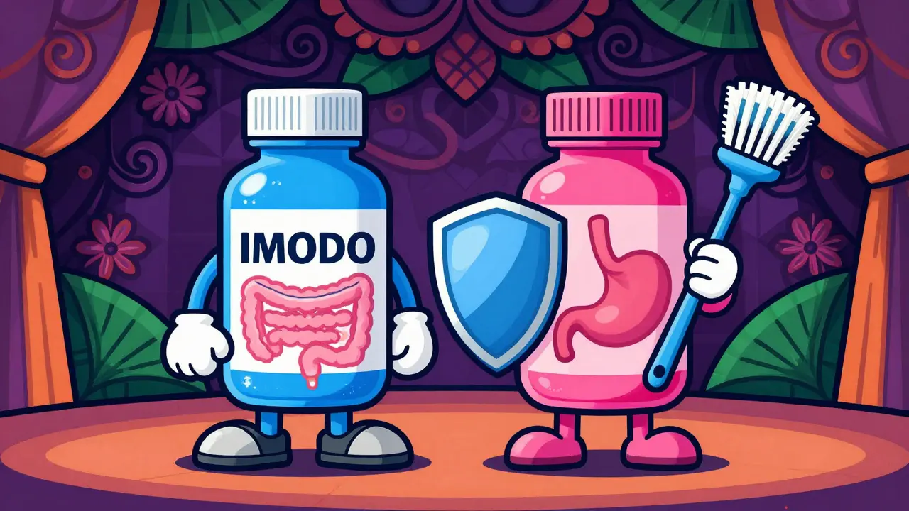 Two medicine bottles personified with distinct powers