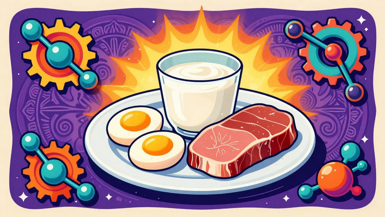 Vibrant illustration of healthy foods radiating light