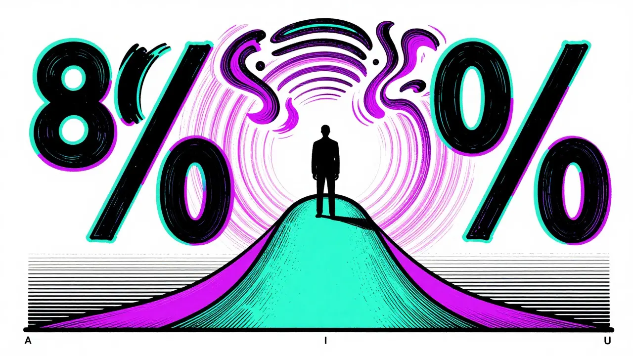 Abstract art showing 80-125% range as colorful wavy paths