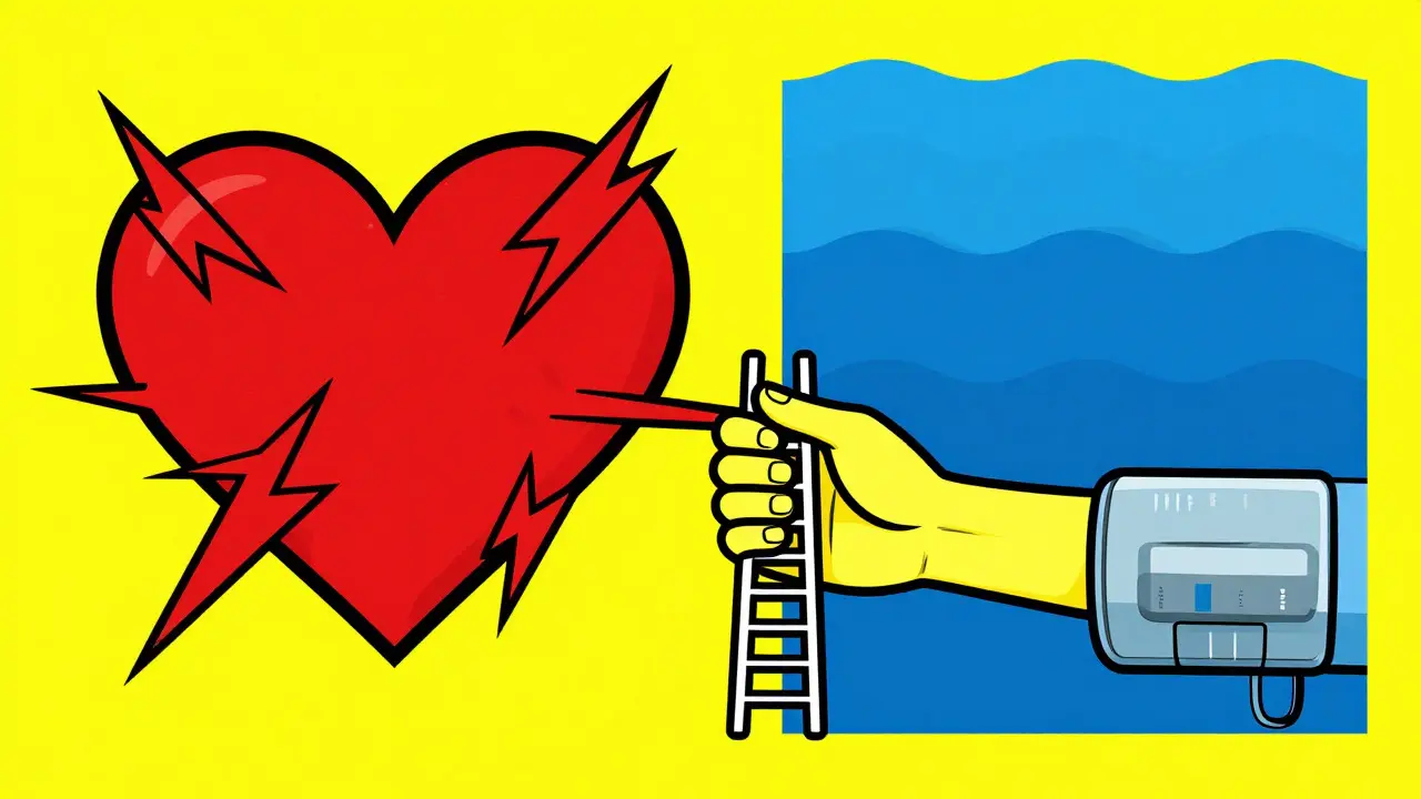 Illustration showing heart risks vs safe tapering of meds